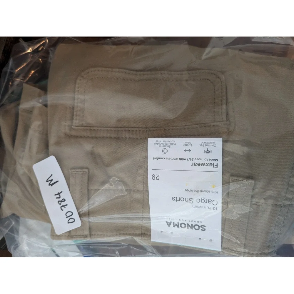 Sonoma Cargo Shorts Mens Tan Khaki  Size 29 Flexwear Flat Front NEW